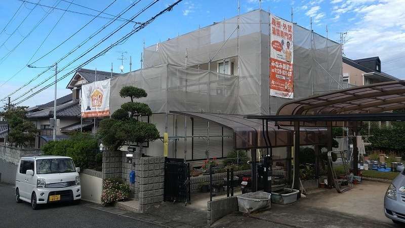 桜井市N様邸　屋根塗装・外壁塗装が始まりました！みなみ美装株式会社
